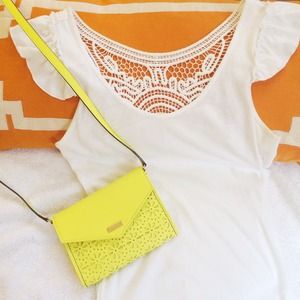 VS White Crochet Back Tee
