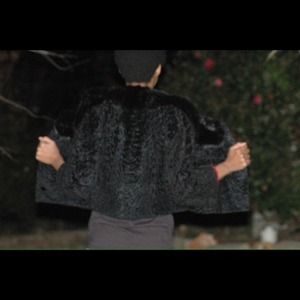 VINTAGE broadtail and Mink Jacket small