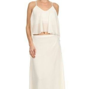 Cute set top and long skirt solid colors chiffon