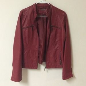 ✂️PRICE CUT✂️Red/Burgundy faux leather moto jacket