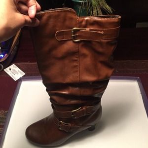 Tall cognac boots