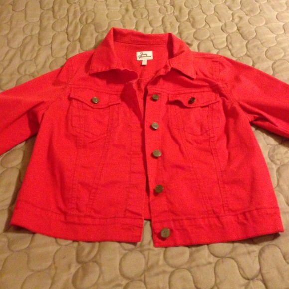 Red denim jacket