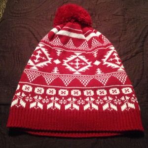 red & white beanie