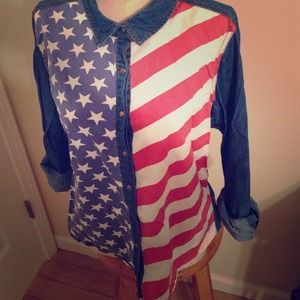 American Flag Denim Shirt