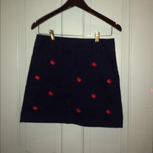Navy and red crab printed skirt