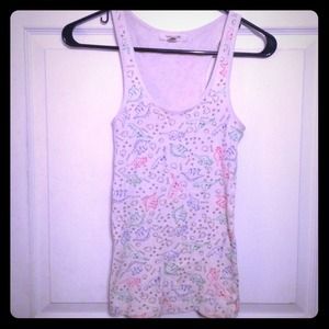 Cream dinosaur print tank