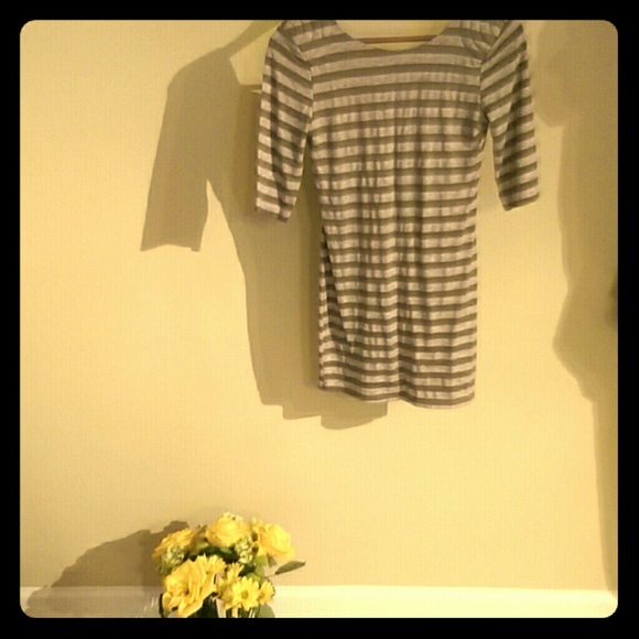 Stripe grey and olive green long tee/ dress