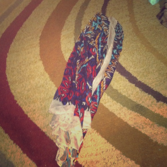 Tribal print scarf with bead work