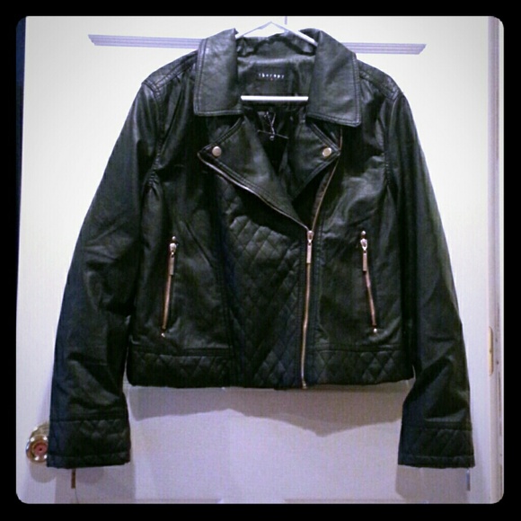 NWT BLACK Faux LEATHER JACKET