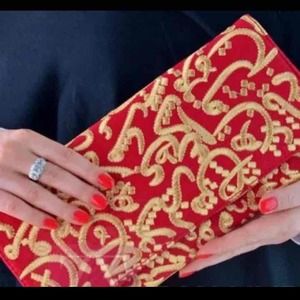 Arabic calligraphy embroidered clutch