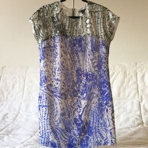 Armani Exchange Blue and White Patterned Dress
