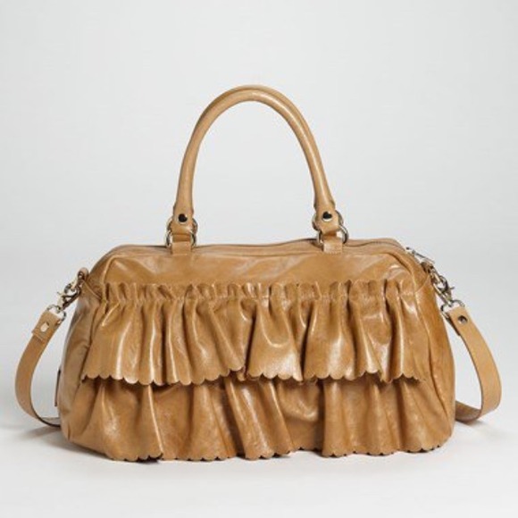 Christian Dior Washed Cognac Leather Gypsy Ruffle Bag at  \'Vintage Ruffle\' Lambskin Leather Satchel