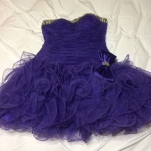 Purple Sherri Hill Beaded Cocktail #2326