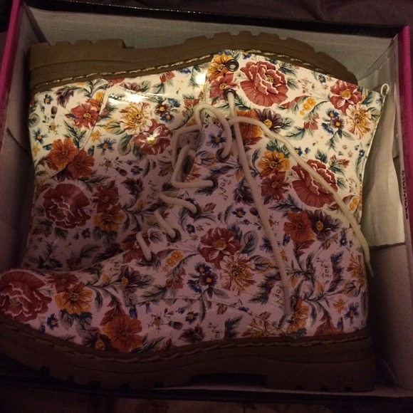 Pink floral boots