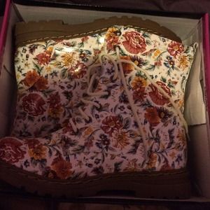 Pink floral boots