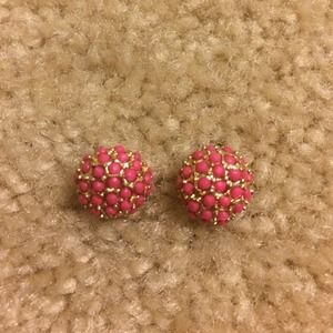 Preppy gold and pink stud earrings