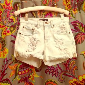 Distressed high waisted shorts