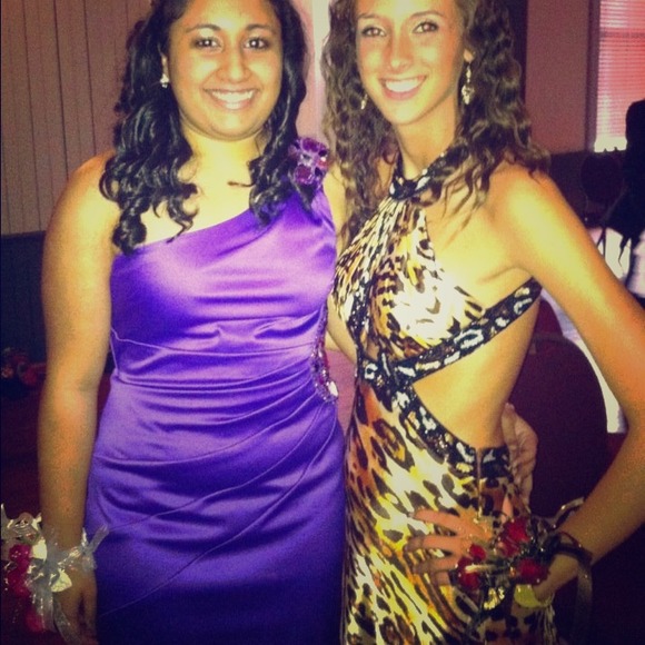 Camille La Vie Cheetah Cut Out Grecian Style Dress