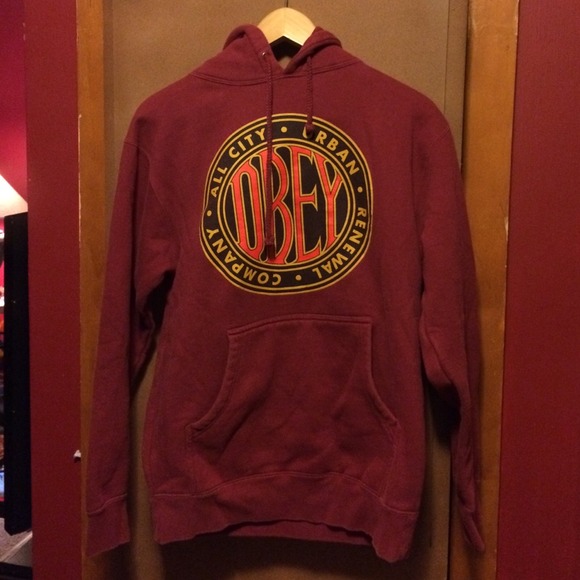 Mens maroon obey hoodie