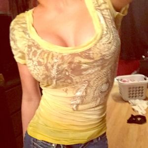 Miss Me striped wide scoop top