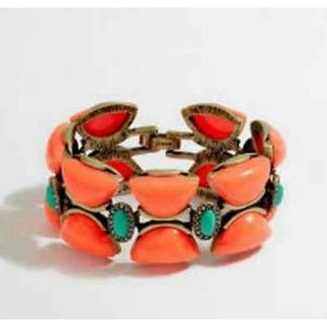NWT J CREW Half Moon Bracelet Neon Persimmon