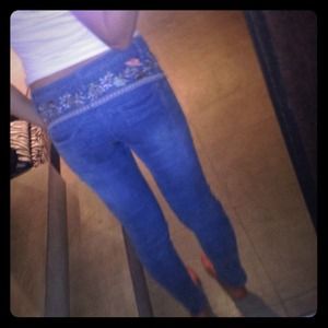 Free people flower embroidered skinny jeans