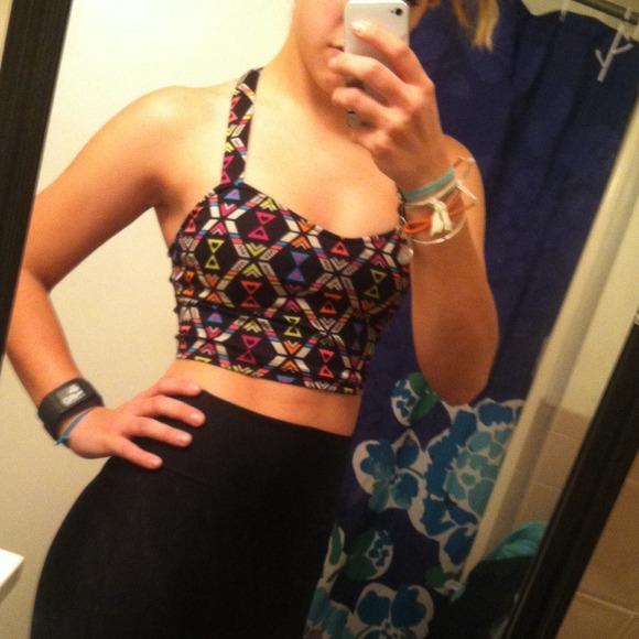 F21 Colorful Print Crop Top