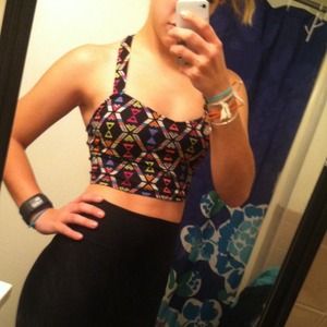 F21 Colorful Print Crop Top