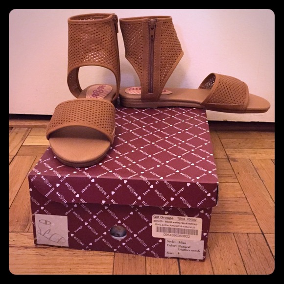 80%20 Mini Leather Ankle Wrap sandals tan 8