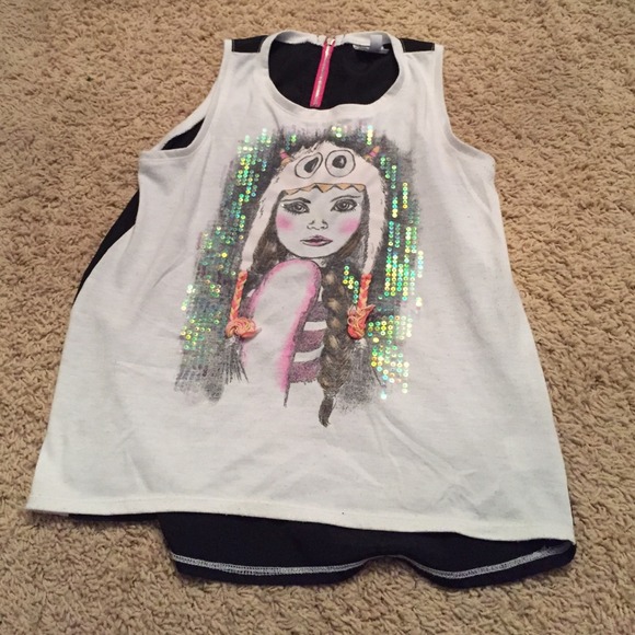Sequin detail zip back tank youth