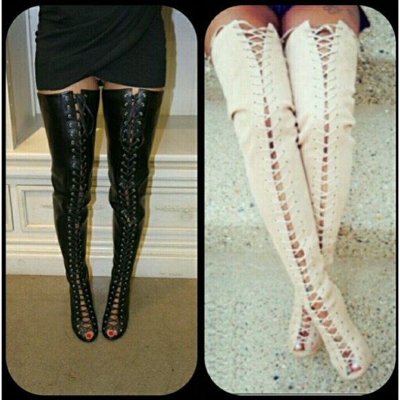 BLACK Leather Thigh High Boots! 🚫authentic