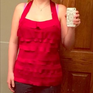 Red Satin & Chiffon layered tank