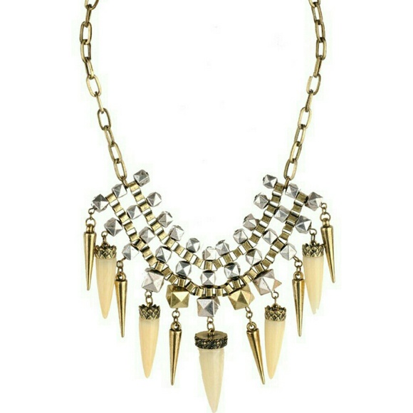 Tough rocker edgy studded statement necklace