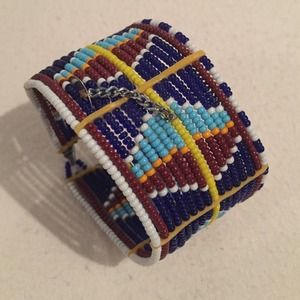 A beaded Masai bracelet from Kenya.