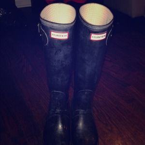 Black Tall Hunter Rain Boots