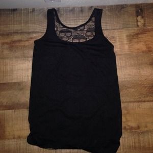 Black skull lace back tank