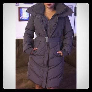Long puffy down/feather insulated jacket