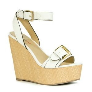 JustFab "Lucca" White Wedges