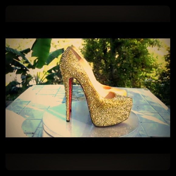 CL Gold Rhinestone Pumps