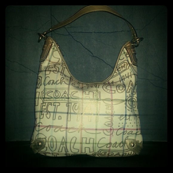 Coach Multicolor Tattersal Graffiti Hobo Handbag