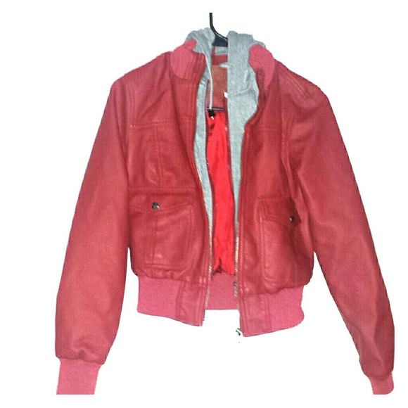 Super cute Red Leather jacket