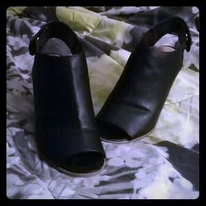 Faux Leather Open Toe Mules