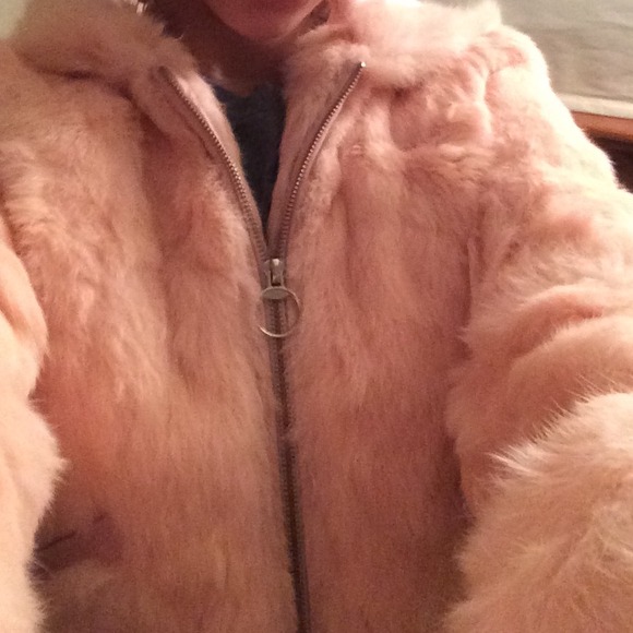 Pink Rabbit Fur Jacket - Picture 2 of 4