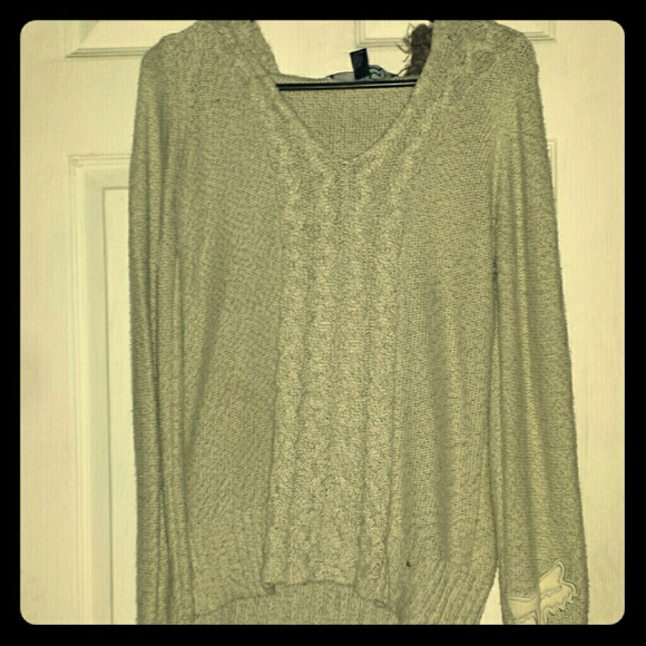 FOX knitted creamish hoodie sweater