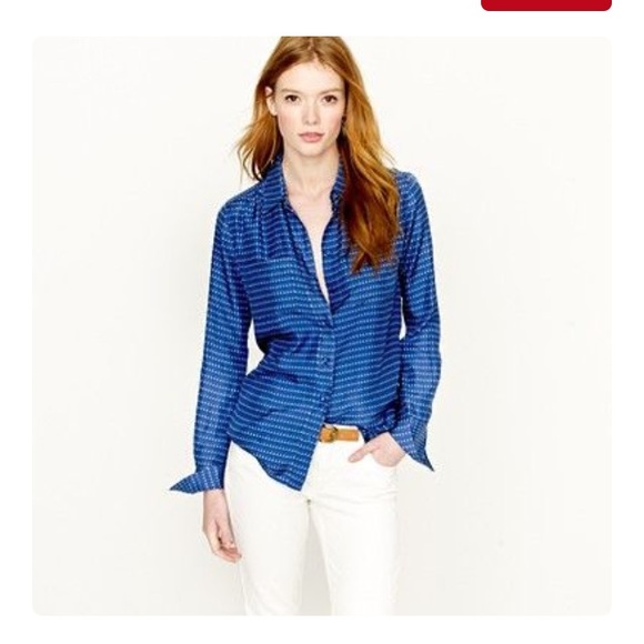 J.crew silk dot blouse.