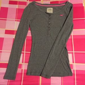 Hollister long sleeve gray shirt with buttons