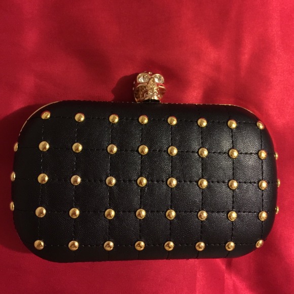 NEW JustFab Studded Skull Clutch