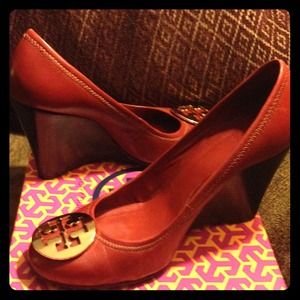 Authentic Tory Burch leather wedges
