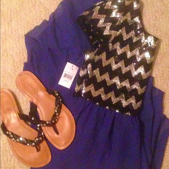 Chevron High Low Cobalt Dress