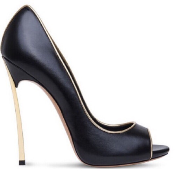 4.9" Casadei Open Toe Leather Pumps
